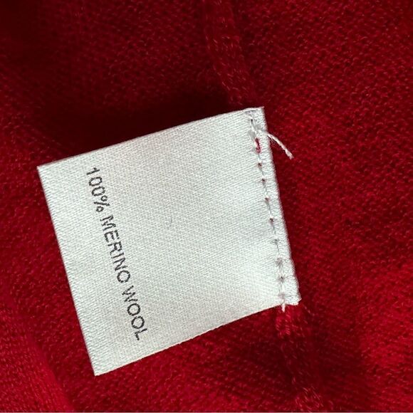 Michelle Mason Red Merino Wool Asymmetrical Cut Out Sweater | Size S - Picture 9 of 10